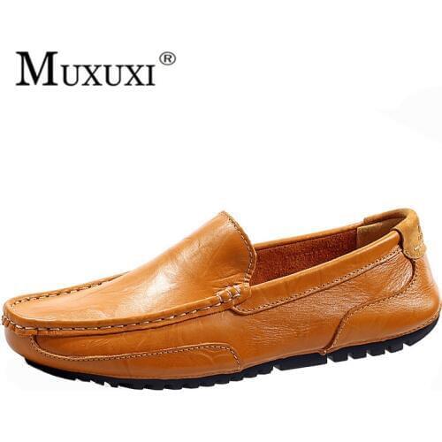 Top brand High quality genuine leather casual men shoes cow suede comfortable loafers soft breathable shoes men flats warm