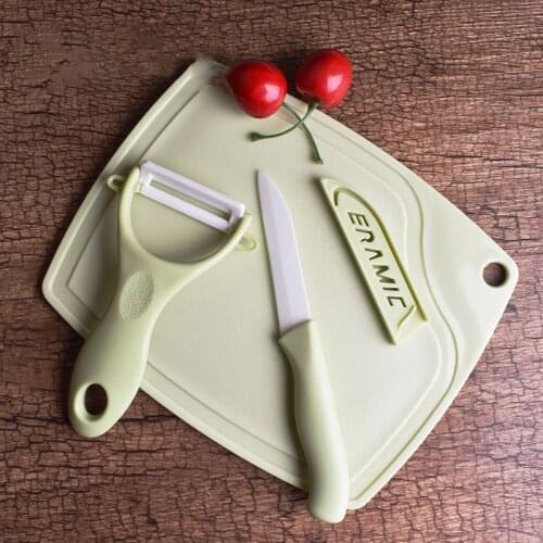 Eco-Friendly Ceramic Knife Parer Kitchen Tools Three-Piece Gift Fruit Knife Set Nordic Style Cutting Board Kitchen Cooking Set