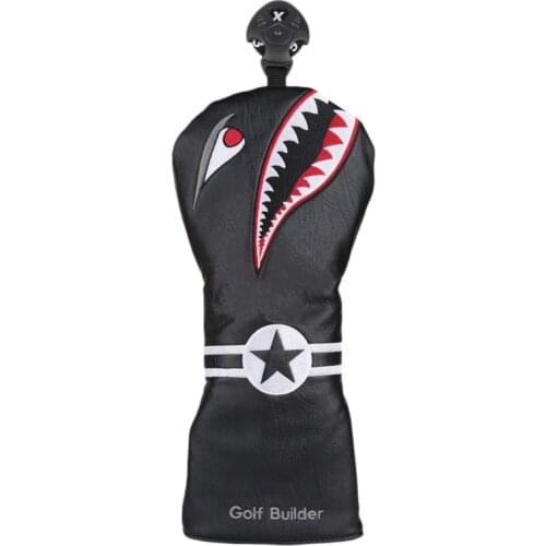 NEW-Shark Golf Club Head Cover for Driver Fairway Wood Hybrid Mallet Blade Putter Leather Golf Clubs Headcovers Protector