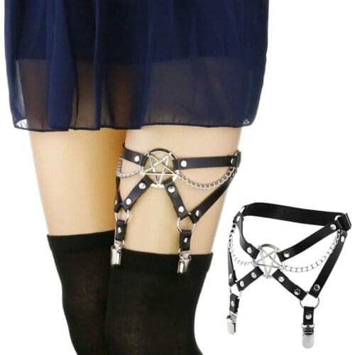 New Goth Punk Leg Strap Garter Belt Pentagram Thigh Harness Women Girls Gothic Cosplay Accessories Harajuku Egirl Jewelry