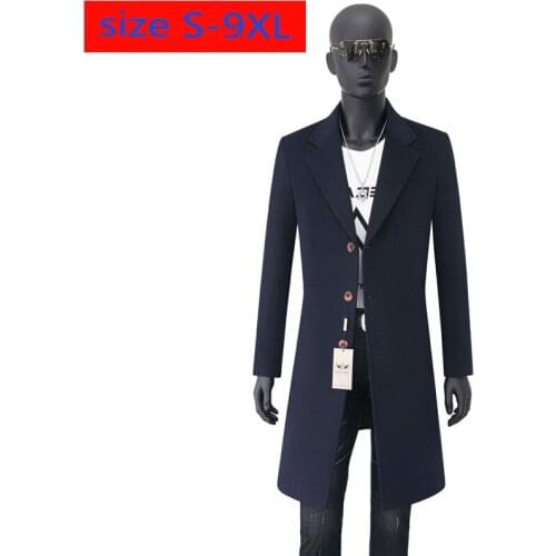 New Warm Young Cashmere Overcoat Autumn Winter Style Casual Single Breasted Thick Winter Mens Wool Coa Plus Size S-7XL 8XL 9XL