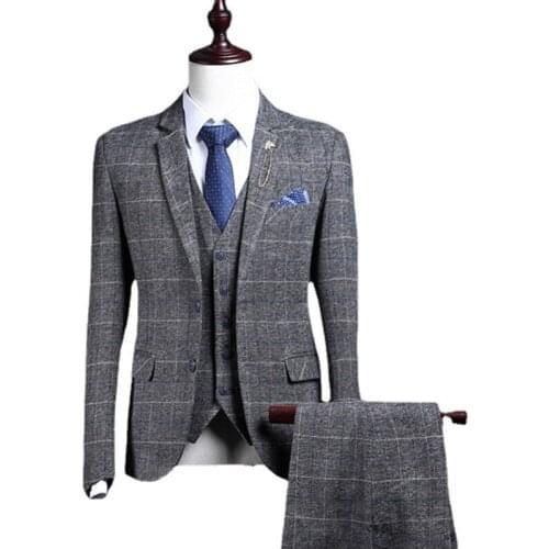 Jacket+Vest+Pant) Men luxury Suits Prom Tuxedo Slim Fit 3 Piece Groom Wedding Suits For Men Custom Blazer Terno Masuclino S-5XL