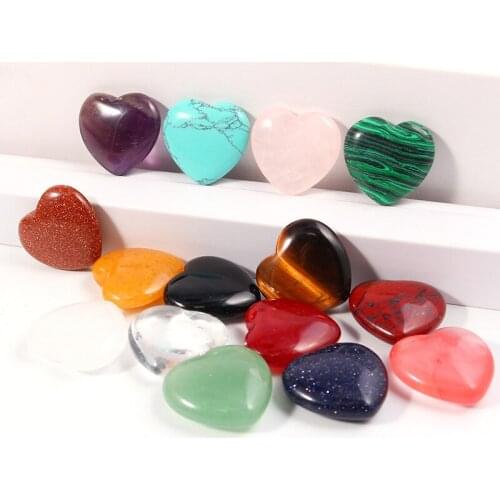 20*8mm Pink Quartz Stone Beads Heart Charms Hand Piece Reiki Healing Natural Pink Crystal Decoration Wholesale Gift Jewelry