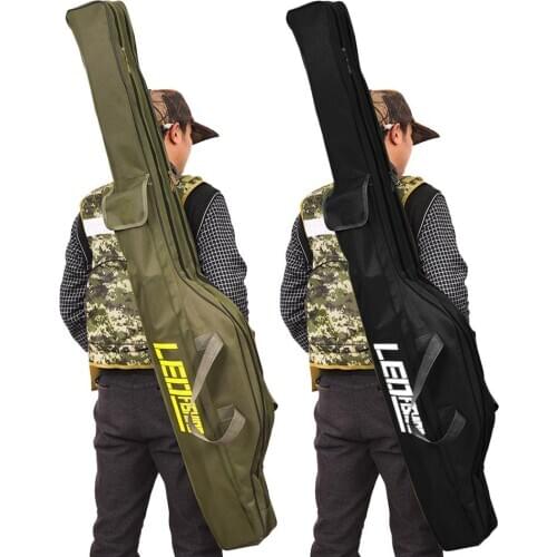 Portable Foldable Fishing Rod Carrier Fish Pole Tools Storage Bag Case 420D Thickened Oxford Fabric Fishing Bag