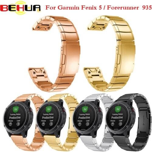 Watch Band Strap for Garmin Fenix 5 for Garmin Forerunner 935 Stainless Steel Watchband with Tool Correa Quick release Fit wrist