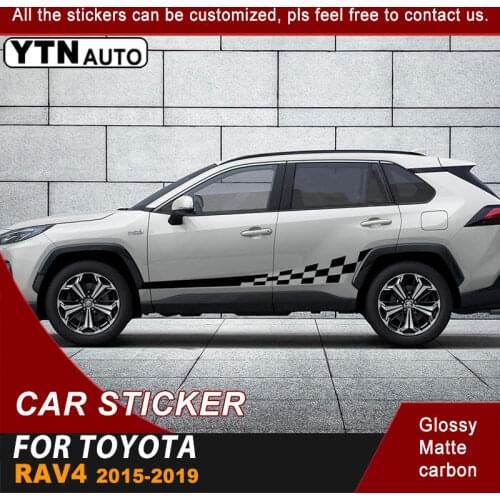 Side Body Car Stickers For Toyota RAV4 2015 2016 2017 2018 2019 Lattice Stripe Styling Graphic Vinyl Car Decals For Toyota RAV-4