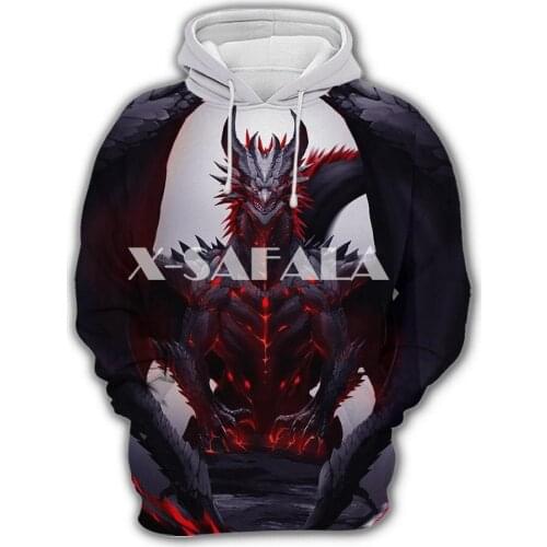 Awesome Evil Fire Red Dragon 3D Full Print Plus Size Hoodie Man Women Harajuku Outwear Zipper Pullover Sweatshirt Unisex