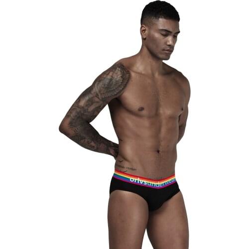 ORLVS Briefs Underwear Breathable And Not Stuffy Male Pants Rainbow Snooth Belt Inside Printed Coolness Skill Output