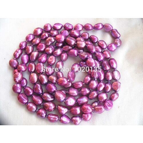 Wow! freshwater pearl necklace baroque deep purple 43" nature 8-10mm wholesale beads gift hot 2019 FPPJ