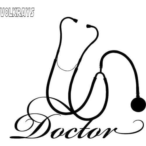 Volkrays Creative Car Sticker Doctor Hospital Medical Tool Accessories Reflective Waterproof Vinyl Decal Black/White,11cm*13cm