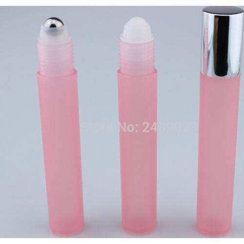 15 ml High Quality Refillable Bottles with Stainless Steel Roller Balls Set of 10 for Essential Oils Perfumes (pink)