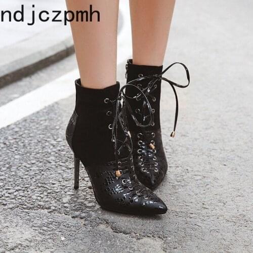 Womens Boots The New Autumn And Winter Pointed fashion zipper High heel Ankle boots Womens shoes plus size 33-43 9.5cm high