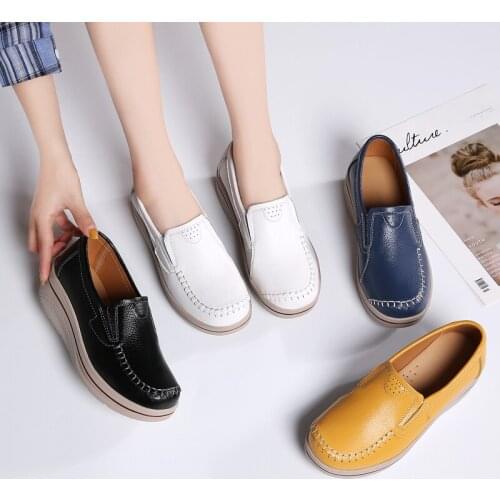 New Arrival Women Flats Shoes Leather Platform Flat Ladies Autumn Breathable Fashion Loafers Shoe Females Sneakers Platform Shoe