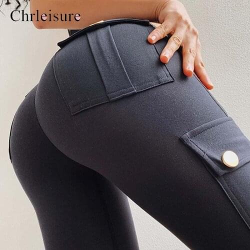 CHRLEISURE Women Leggings with Pocket Fashion Casual Running Fitness Sports Leggings Tummy Control Butt Lift Sexy Leggings