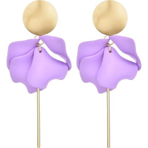 ZMZY Cute Violet Petal Lovely Flower Soft Needling Earrings For Women Party Ladies Earring Wholesale Bohemian Statement Gift
