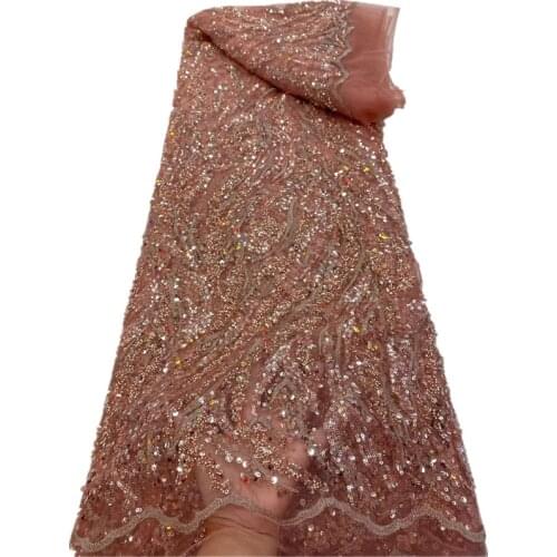 African Net Lace Fabric Latest High Quality Sequin Lace French Tulle Mesh Lace Fabric For Wedding Party Dress Sewing RF-390