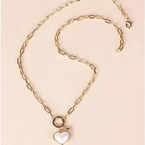 Imitation Pearl Love Heart Pendant Charm Necklace for Women Wedding Party Statement Short Choker Necklace Girls Pearl Jewelry