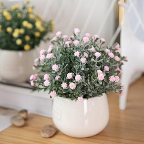 1 Set Durable Delicately Cut Green Fake Potted Plant Lightweight Simulation Chrysanthemum Eco-friendly for Indoor