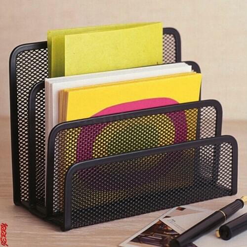 1PCS Black Wire Three Letter File For Mat Books Notepad Holder For School Home Office Desk Decor Office Supplies