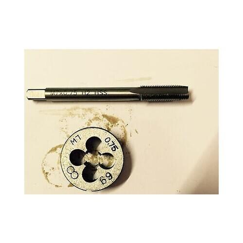 1pc HSS Machine M7 X 0.75mm Plug Tap and 1pc M7 X 0.75mm Die Threading Tool