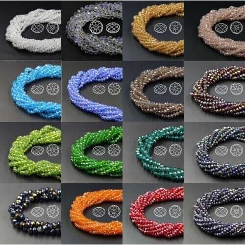 4mm 6mm 8mm Czech Loose Rondelle Plating AB multicolor Crystal Beads For Handmade Jewelry Making Diy Spacer Faceted Glass Beads