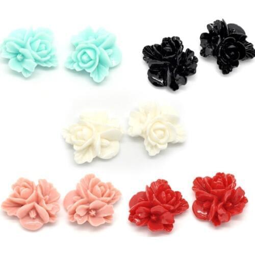 50Pcs Mixed Flower Resin Beads Decoration Crafts Flatback Cabochon Scrapbooking Fit Phone Embellishments Diy Accessories