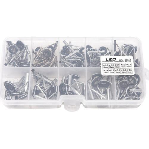 80Pcs Diy Eye Rings Fishing Rod Guide Tip Set Repair Kit For Fishing Rods Stainless Steel Frames With Box Fishing Tackle