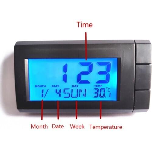 2 in 1 Car LCD Digital Display Clock & Temperature Auto Watch Thermometer