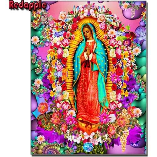 Brazil Catholic Pilgrimage Day Wall Art diamond painting cross stitch full drill Guadalupe Notre Dame Decoration flower Picture