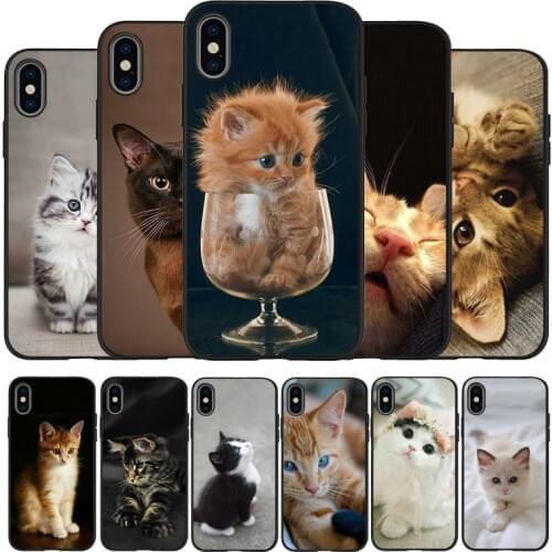 Funny Cat black Silicone Phone Case For iPhone 12 XR XS Max 5 5S SE 2020 6 6S PLUS 7 8 X 11Pro Max 11 Cover