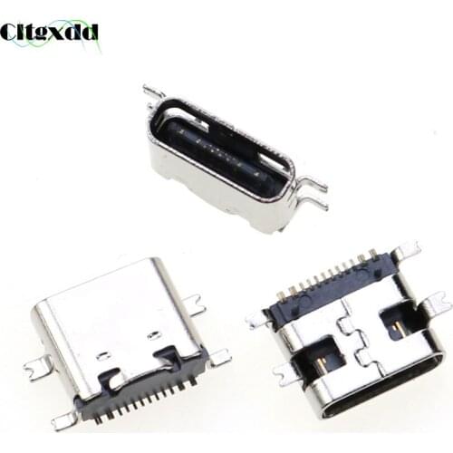 Cltgxdd 10PCS SMT USB 3.1 Type-C 16Pin Female Connector For Mobile Phone Charging Port Female Socket Tow Feet Plug