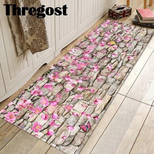 Thregost Print Long Floor Mats Kitchen Carpet Washable Bedroom Rugs Microfiber Area Rug for Living Room Welcome Carpets