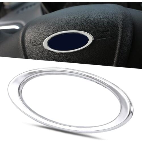 Steering Wheel ABS Chrome Trim Cover Logo Ring For Ford Focus 2 3 MK2 MK3 MK4Kuga Fiesta Ecosport MONDEO Fusion Auto Accessories