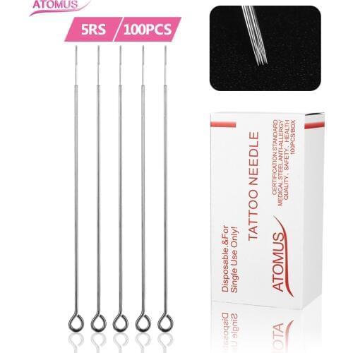 100pcs Assorted Sterilized Disposable Tattoo Needles Needle 5RS 5M1 Agujas Microblading Naalden Permanent Makeup Free Shipping