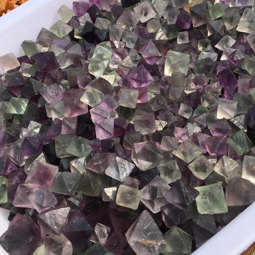 Natural Mixed Fluorite Octahedron Gem Small Rough Stone Specimen Healing DIY Natural Quartz Crystals Stones