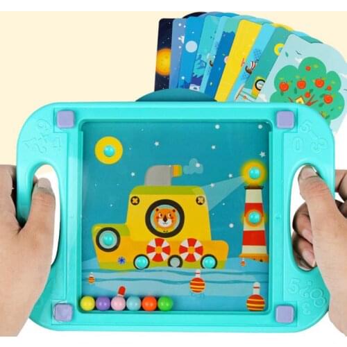 Balance Bead Ball Palm Maze Stress Reliever Game Exercise Coordination Acrylic Baffle Board+10/15PCS Cards Childrens Puzzle Toy