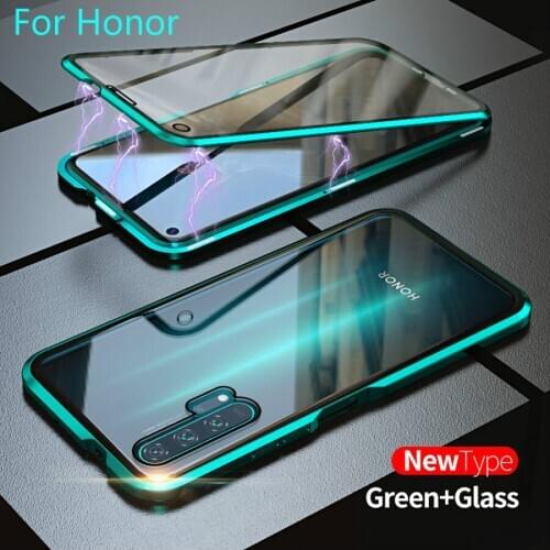 Magnetic Metal Case for Honor 20i 10 lite 9X 20 pro X10 8X 30s huawei P20 P30 lite P40 pro Double Glass 360 Protector Cover