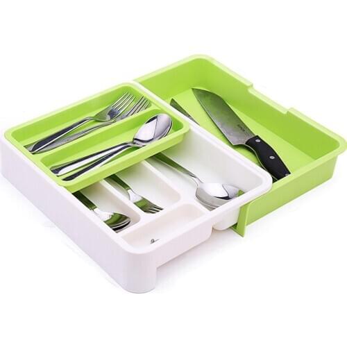 Scalable Separated Tableware Arrangement Drawer Storage Box For Kitchen Knife Fork Chopsticks Spoon Organizer Shelf
