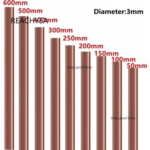 3mm Diameter Copper Round Bar Rod Milling Welding Metalworking 50-500mm Length Pure copper bar flexible Conductive durable