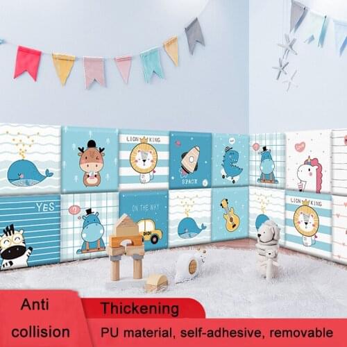 Cartoon 3D Wall Stickers Bed Headboards Soft Bag Kids Room Decor Self-adhesive Baby Anti-Collision Tatami Thickened HeadBoard