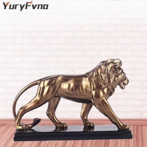 YuryFvna Creative Resin Male Lion Statue Decoration Figurines Ornament Sculpture Crafts Home Jewelry Ornament Gift