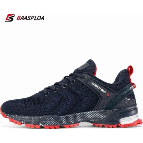 Baasploa Men Non-slip Shock Absorption Sneakers Breathable Outdoor Knit Training Sport Shoes Comfortable Casual Running Shoes