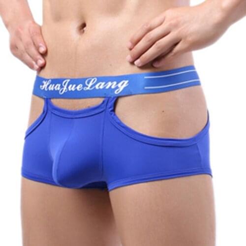 Ice Silk Mens Boxer Briefs Jackstrap Sexy Underwear Comfortable Boxershorts Men U-Bulge Ultra-thin Panties Shorts Solid Trunks