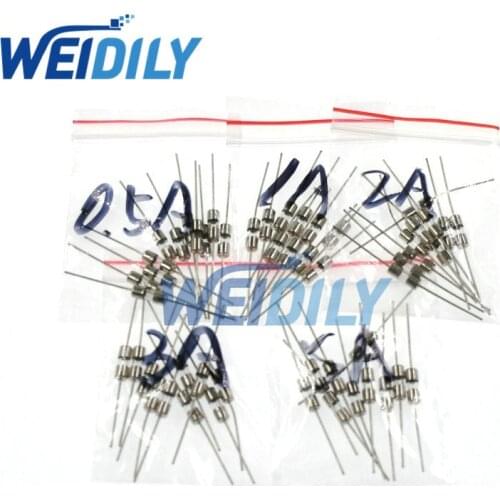 50PCS 5Values Fast Blow Glass Fuse Kit With Pin 3x10mm F0.5A F1A F2A F3A F5A 250V 0.5A-5A Assortment Set