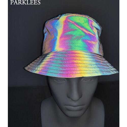 Night Reflective Colorful Bucket Hats Hip Hop Outdoor Sport Cap Hat Foldable Unisex Casual Fishing Hunting Cap Sun Prevent Hats