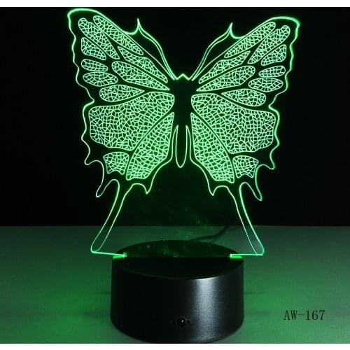 Butterfly 3D Led Light Transparent Acrylic Night Light LED Lamp Color Changing Touch Table Party Decor Light AW-167