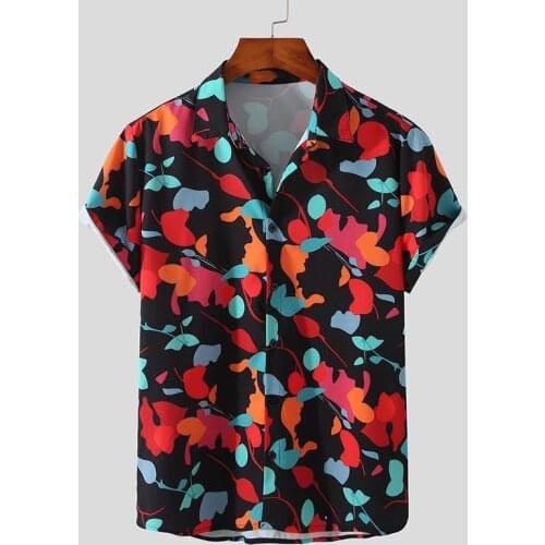 The most fashionable Hawaiian mens printed holiday twist short sleeve street style adventure casual shirt
