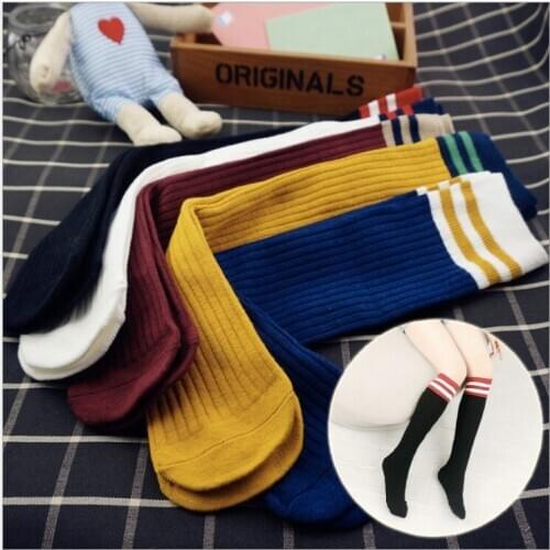 Cute striped new spring autumn Kids Socks Cotton Baby Kid Knee High Socks Baby Girls Socks 2017 5 pairs /lot
