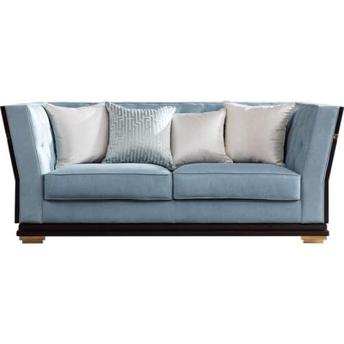 Modern American leather sofa combination European villa light luxury simple solid wood sofa living room furniture