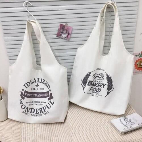 Art Design Canvas Bag Student Book Bag Letter Print Handbag ECO Shopper Bag Tote Ladies Hand Bag Shoulder Bag For Women Bolsa